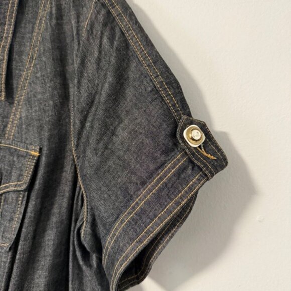 Baby Phat Womens Denim Jumpsuit Short Sleeve 100% Cotton Capri Length 18 Y2K - Picture 4 of 16